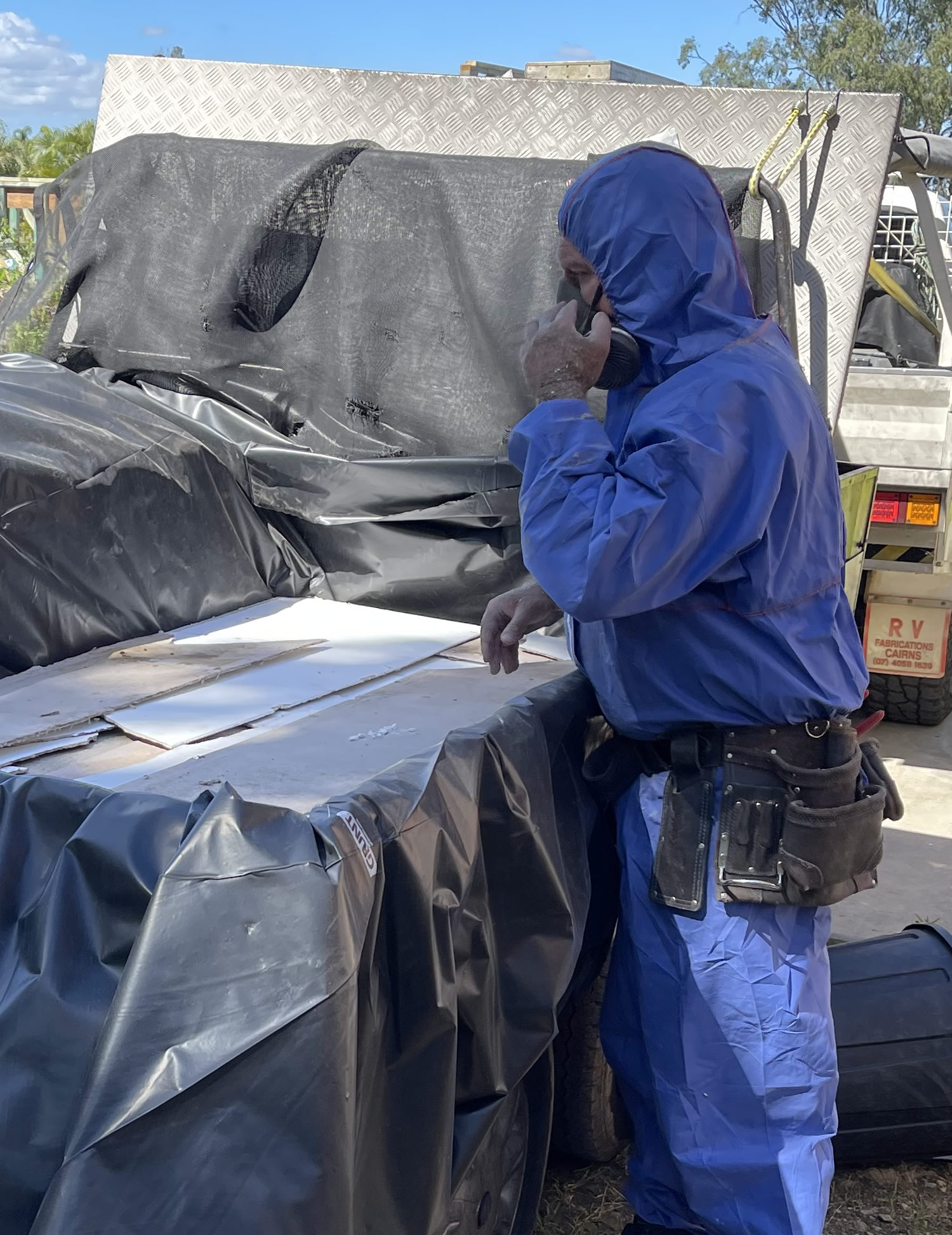Plastic Wrapped asbestos for disposal